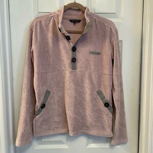 Simply Southern dusty pink Quarter Button Knit light Fleece Pullover size S